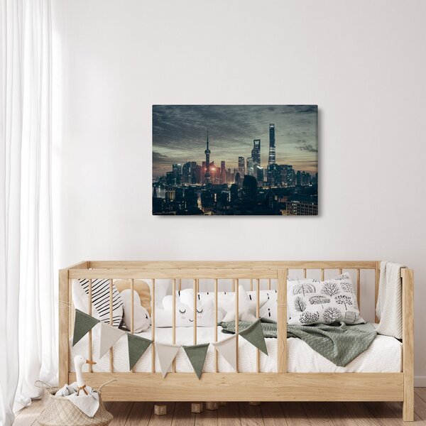 Tablou cu orașul în amurg (90x60 cm)