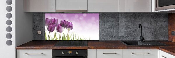 Panou sticlă decorativa bucătărie file de lalele