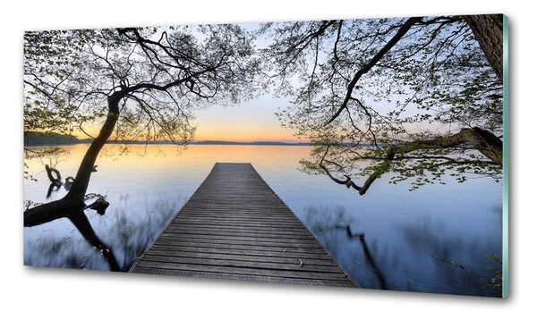 Panou sticlă bucătărie Pier pe lac