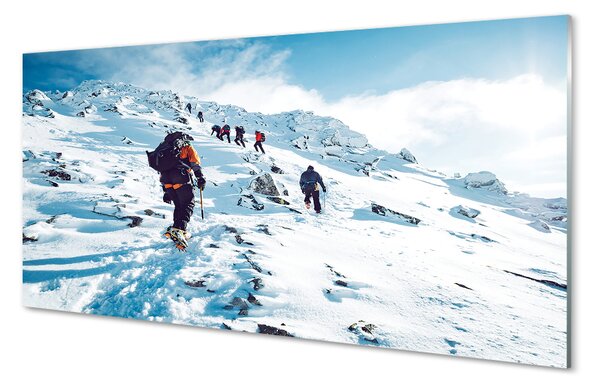 Panouri de sticlă Alpinism munți în timpul iernii
