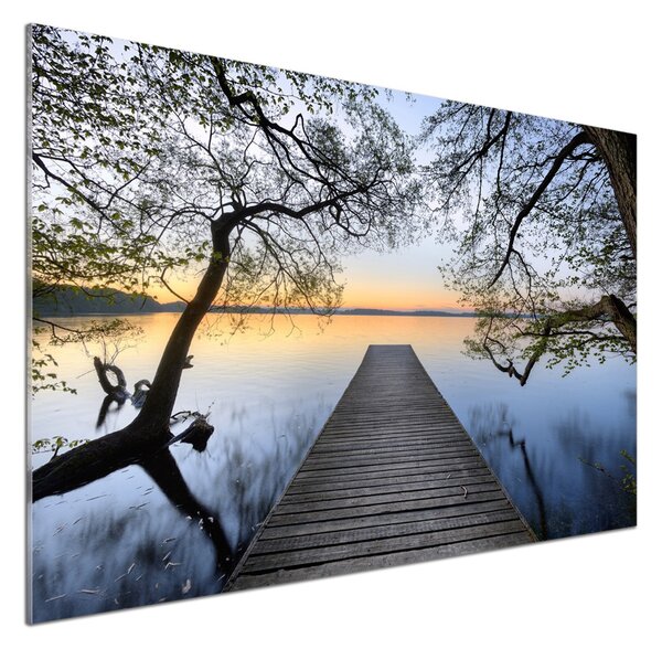 Panou sticlă bucătărie Pier pe lac
