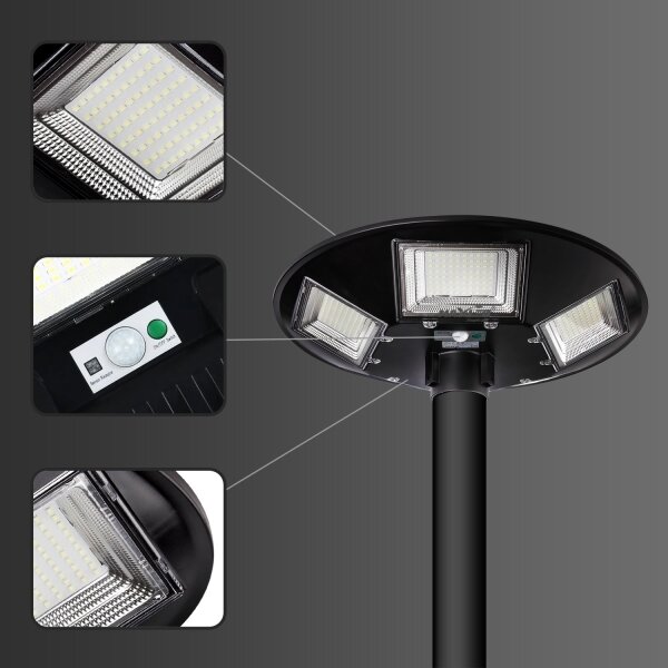 Lampă LED stradală solară cu senzor LED/22W/6V 6500K IP65 negru + telecomandă