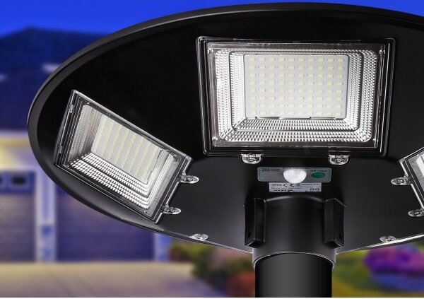 Lampă LED stradală solară cu senzor LED/22W/6V 6500K IP65 negru + telecomandă