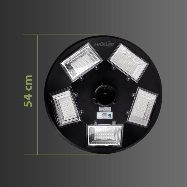 Lampă LED stradală solară cu senzor LED/22W/6V 6500K IP65 negru + telecomandă