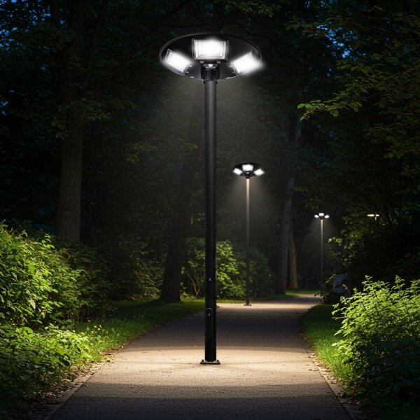 Lampă LED stradală solară cu senzor LED/22W/6V 6500K IP65 negru + telecomandă