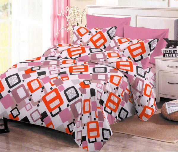 Lenjerie de pat pentru o persoana cu husa elastic pat si fata perna dreptunghiulara, Na Pali, bumbac mercerizat, multicolor