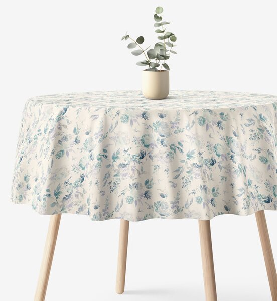 Goldea față de masă decorativă valencia - imprimeuri de plante - rotundă Ø 160 cm