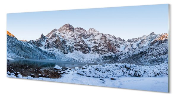 Panouri de sticlă lac de iarnă de munte