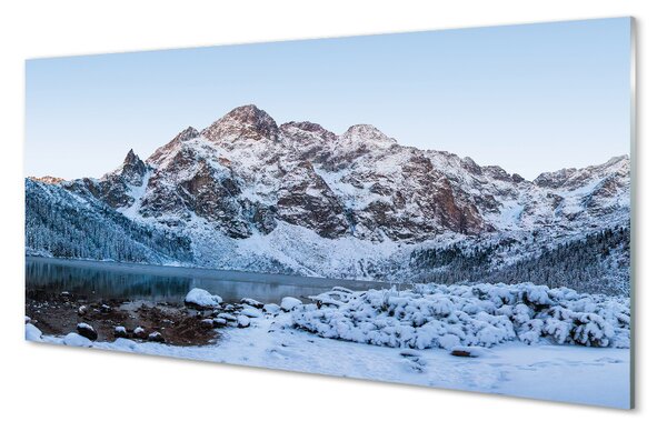 Panouri de sticlă lac de iarnă de munte