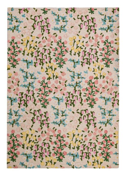 Covor crem țesut manual din lână 160x230 cm Emilia Floral – Flair Rugs