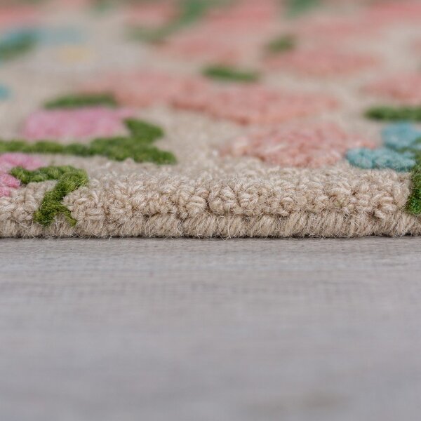 Covor crem țesut manual din lână 160x230 cm Emilia Floral – Flair Rugs
