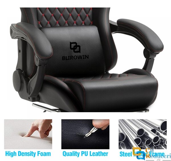 Scaun ergonomic premium de birou sau gaming, Blirowin®, suport