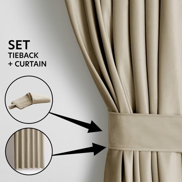 Draperie maro/bej dimout (semi-opacă) din catifea 140x245 cm Eyelets – Restilo