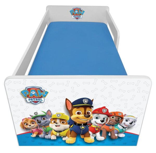 Pat copii Paw Patrol Blue P1L 2-8 ani cu sertar, paravane detasabile + saltea Lux