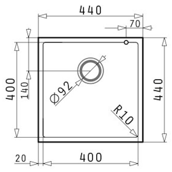 Pyramis Tetragon cuvă suspendată 40x40 cm negru 070229811D