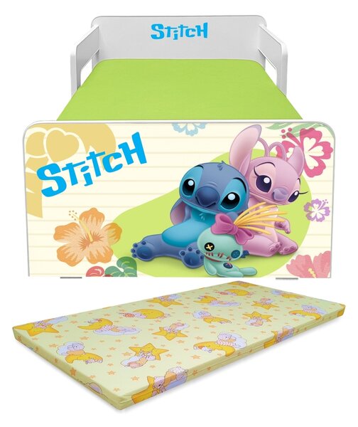 Pat copii Stitch P2L 2-8 ani cu paravane detasabile + saltea Basic
