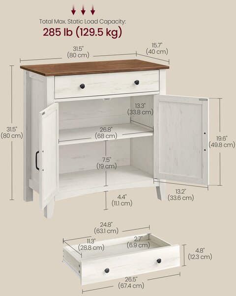 Consola Vasagle Maro rustic 40 x 80 x 80 cm