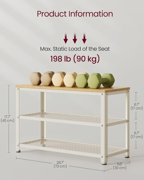 Pantofar Vasagle Alb 30 x 73 x 45 cm