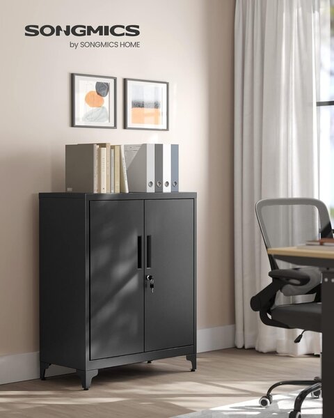 Dulap de depozitare din metal, Songmics, Gri, 80 x 40 x 90 cm