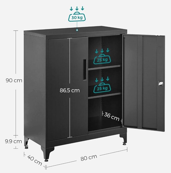 Dulap de depozitare din metal, Songmics, Gri, 80 x 40 x 90 cm