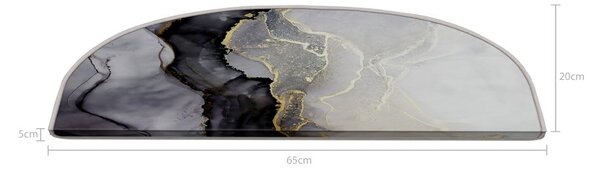 Covorașe pentru scări negre-albe 16 buc. 20x65 cm Golden Marble – Vitaus