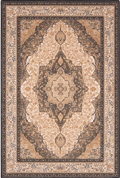 Covor maro deschis din lână 133x180 cm Charlotte – Agnella