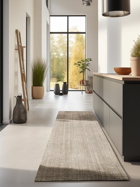 Covor tip traversă crem din iută 80x200 cm Bouclé – Hanse Home
