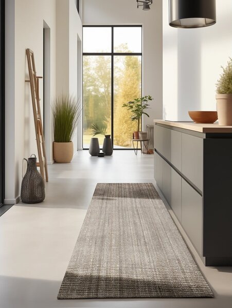 Covor tip traversă taupe din iută 80x200 cm Bouclé – Hanse Home