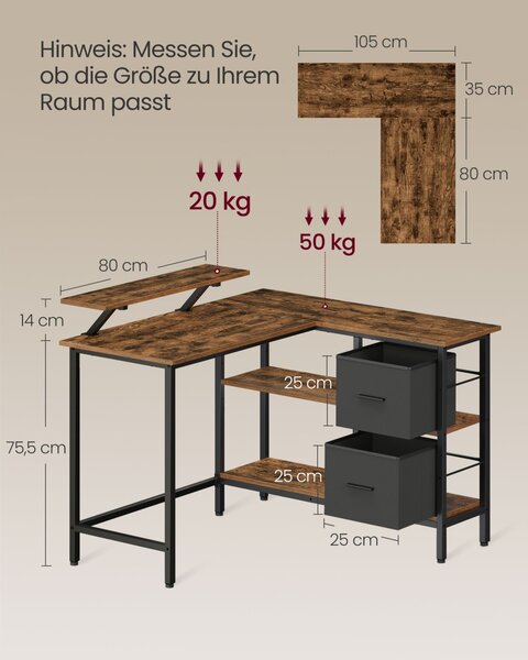 Birou Vasagle Maro 115x105x89 cm