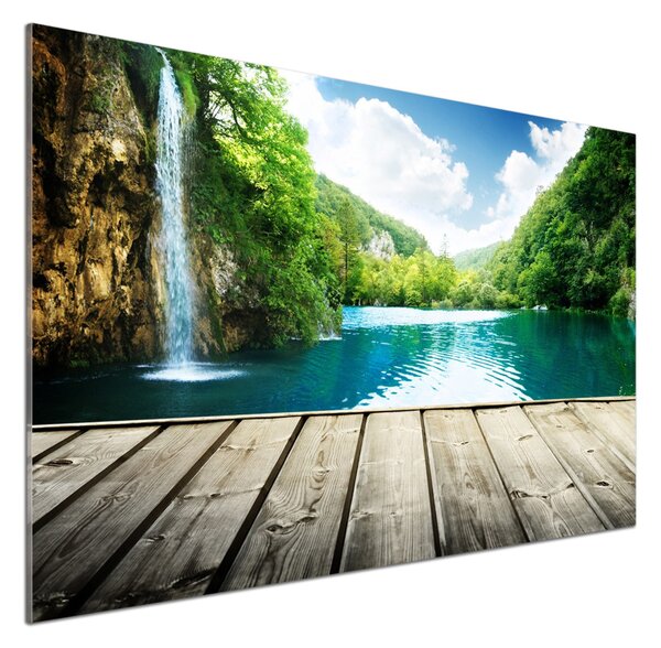 Sticlă printata bucătărie Cascada din pădure