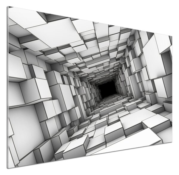 Panou sticlă decorativa bucătărie Tunel cu cuburi