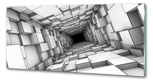 Panou sticlă decorativa bucătărie Tunel cu cuburi