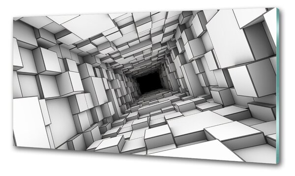 Panou sticlă decorativa bucătărie Tunel cu cuburi