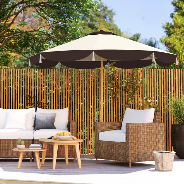 Outsunny Umbrelă de Soare cu UPF 50+ și 8 spițe, Φ2,66x2,34 m, Bej ...