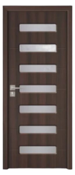 Usa Interior din MDF Novo Doors ND318, Cadru din Lemn Masiv, Geam Sablat, KIT COMPLET, Toc , Manere si balamale incluse (Culoare: Wenge, Dimensiune: 60 cm, Maner: Standard, Toc: Fix)