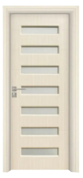 Usa Interior din MDF Novo Doors ND318, Cadru din Lemn Masiv, Geam Sablat, KIT COMPLET, Toc , Manere si balamale incluse (Culoare: Wenge, Dimensiune: 60 cm, Maner: Standard, Toc: Fix)