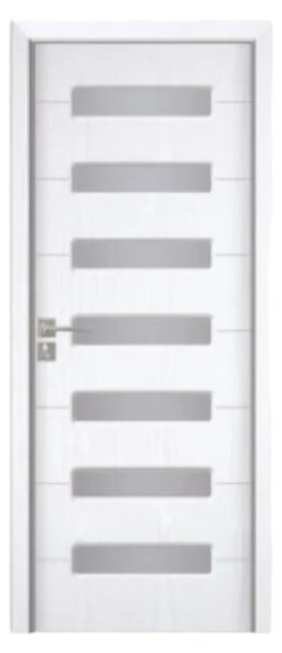 Usa Interior din MDF Novo Doors ND318, Cadru din Lemn Masiv, Geam Sablat, KIT COMPLET, Toc , Manere si balamale incluse (Culoare: Wenge, Dimensiune: 60 cm, Maner: Standard, Toc: Fix)