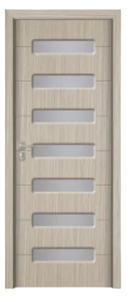 Usa Interior din MDF Novo Doors ND318, Cadru din Lemn Masiv, Geam Sablat, KIT COMPLET, Toc , Manere si balamale incluse (Culoare: Wenge, Dimensiune: 60 cm, Maner: Standard, Toc: Fix)