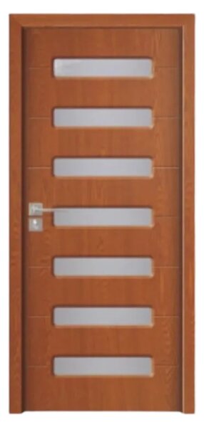 Usa Interior din MDF Novo Doors ND318, Cadru din Lemn Masiv, Geam Sablat, KIT COMPLET, Toc , Manere si balamale incluse (Culoare: Wenge, Dimensiune: 60 cm, Maner: Standard, Toc: Fix)