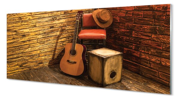 Tablouri acrilice Guitar scaun pălărie