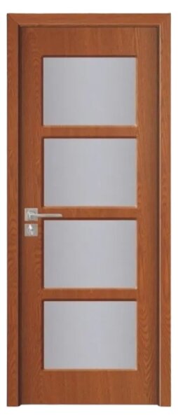 Usa Interior din MDF Novo Doors ND317, Cadru din Lemn Masiv, Geam Sablat, KIT COMPLET, Toc , Manere si balamale incluse (Culoare: Wenge, Dimensiune: 60 cm, Maner: Standard, Toc: Fix)