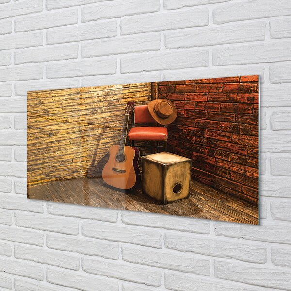 Tablouri acrilice Guitar scaun pălărie