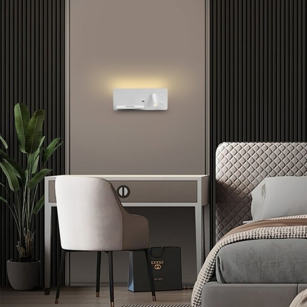Immax 08286L-LED Aplica LED cu poli, USB și încărcare wireless, 3W/230V + LED 3W