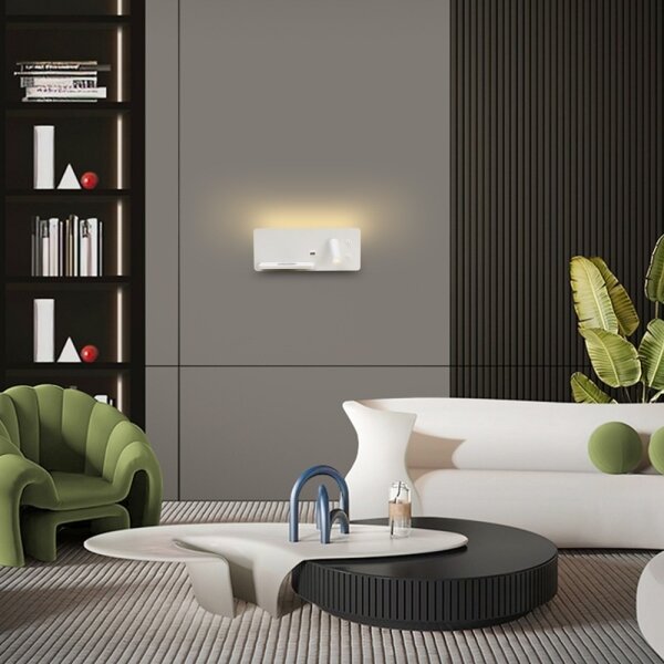 Immax 08286L-LED Aplica LED cu poli, USB și încărcare wireless, 3W/230V + LED 3W