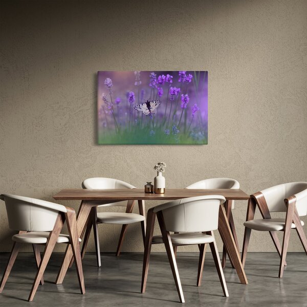Tablou - fluture în lavandă (90x60 cm)
