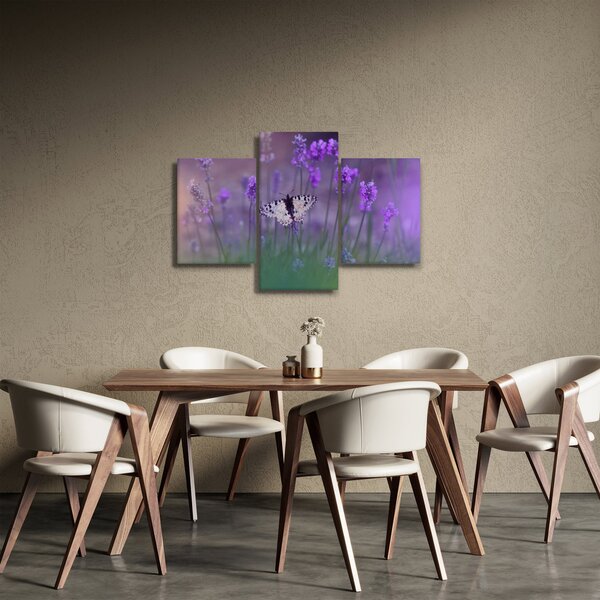 Tablou - fluture în lavandă (90x60 cm)
