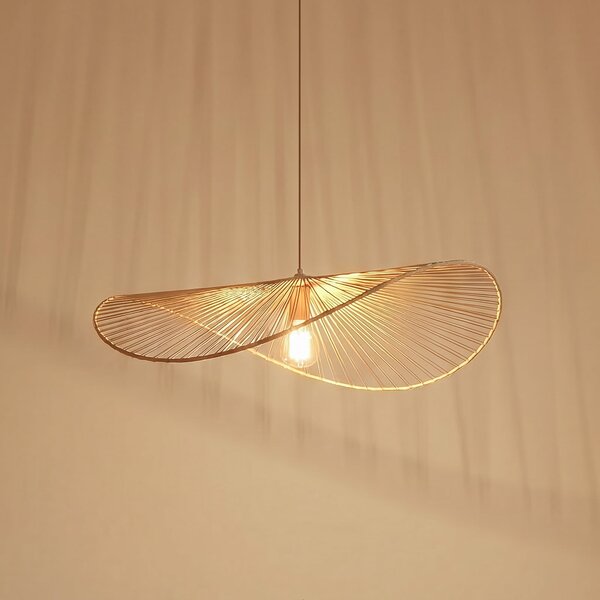 Lindby Lampă suspendată Valdorin, bej, hârtie, lungime 75 cm, reglabil, Bej, Camera de zi / sufragerie, Hârtie / Carton, Modern