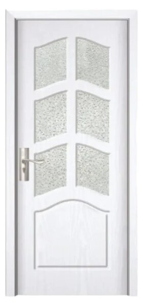 Usa Interior din MDF Novo Doors ND109, Cadru din Lemn Masiv, Geam Sablat, KIT COMPLET, Toc , Manere si balamale incluse (Culoare: Alb, Dimensiune: 60 cm, Maner: Standard, Toc: Fix)