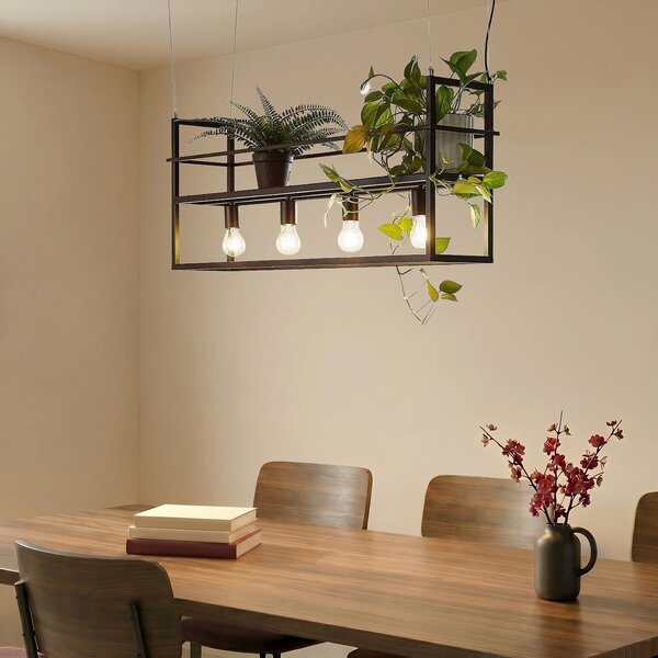 Lindby Lampă suspendată Grisela, model Regal, negru, metal, 120 cm, reglabil, Negru, Camera de zi / sufragerie, Metal, Modern