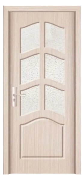 Usa Interior din MDF Novo Doors ND109, Cadru din Lemn Masiv, Geam Sablat, KIT COMPLET, Toc , Manere si balamale incluse (Culoare: Alb, Dimensiune: 60 cm, Maner: Standard, Toc: Fix)